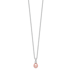 Sterling Silver Rhodium-plated Pink FWC Pearl Necklace/Earrings Set