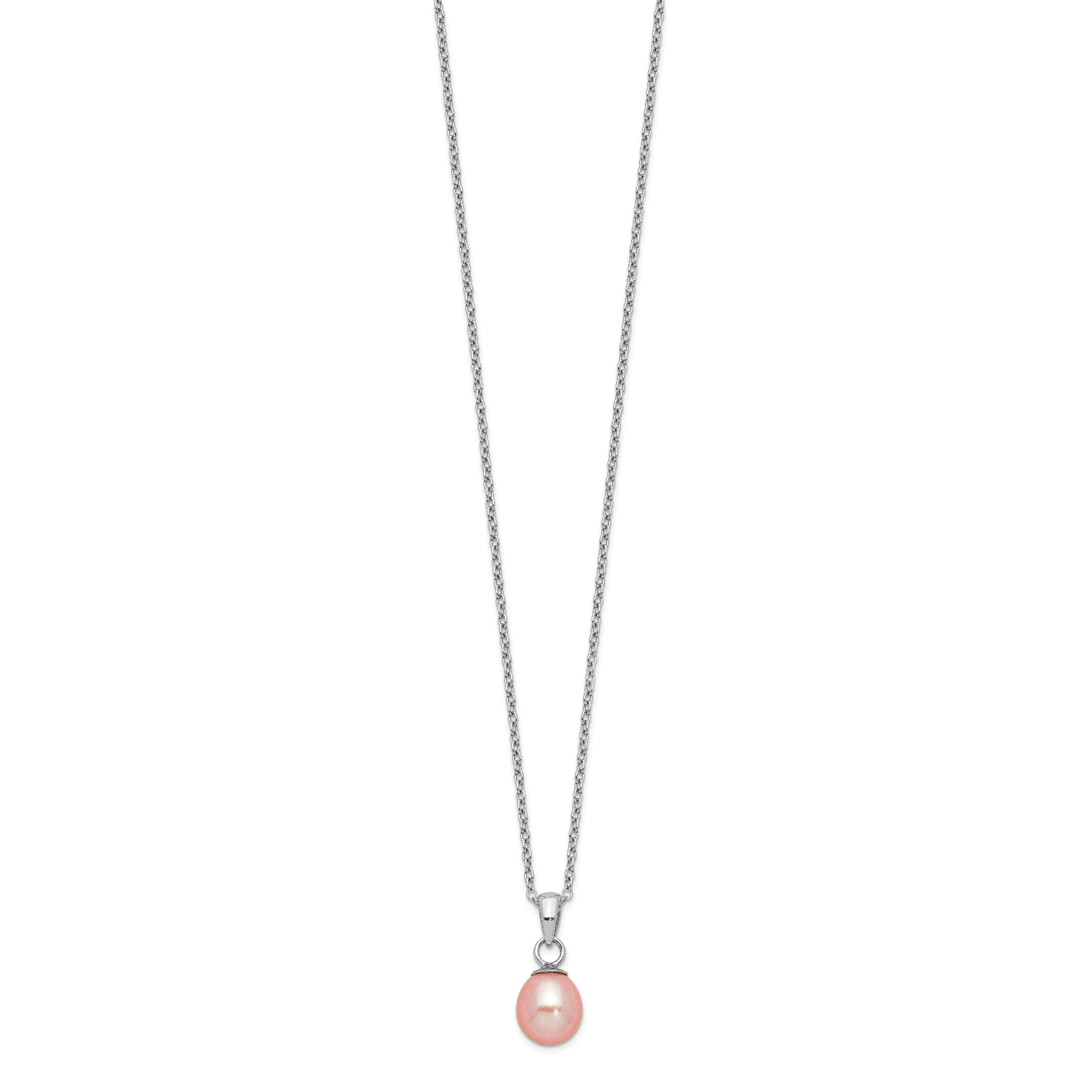 Sterling Silver Rhodium-plated Pink FWC Pearl Necklace/Earrings Set