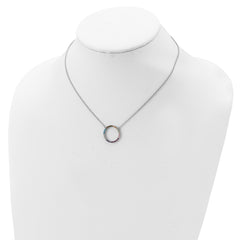 Prizma Sterling Silver Rhodium-plated 16 inch Colorful CZ Open Circle Necklace with 2 inch Extender