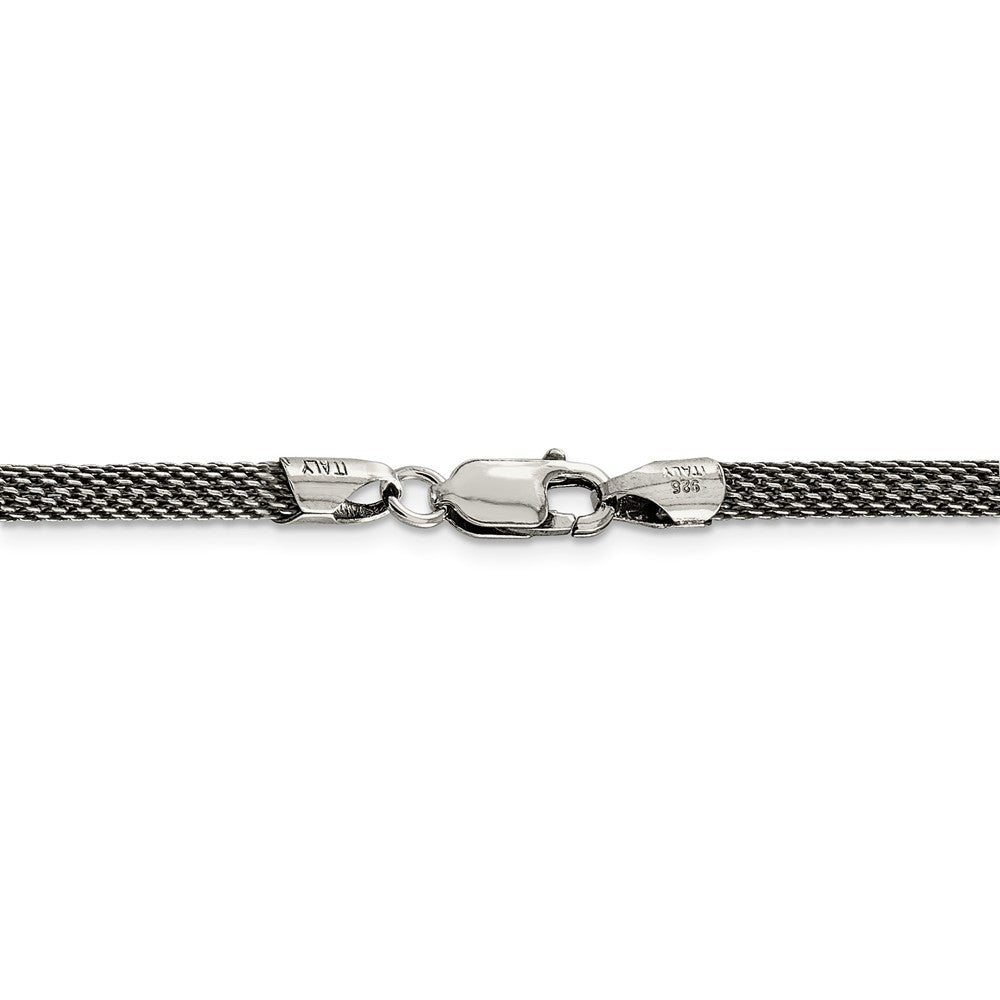 Sterling Silver 925 Mesh Necklace with Antique Finish 20" Elegant Design