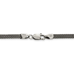 Sterling Silver 925 Mesh Necklace with Antique Finish 20" Elegant Design