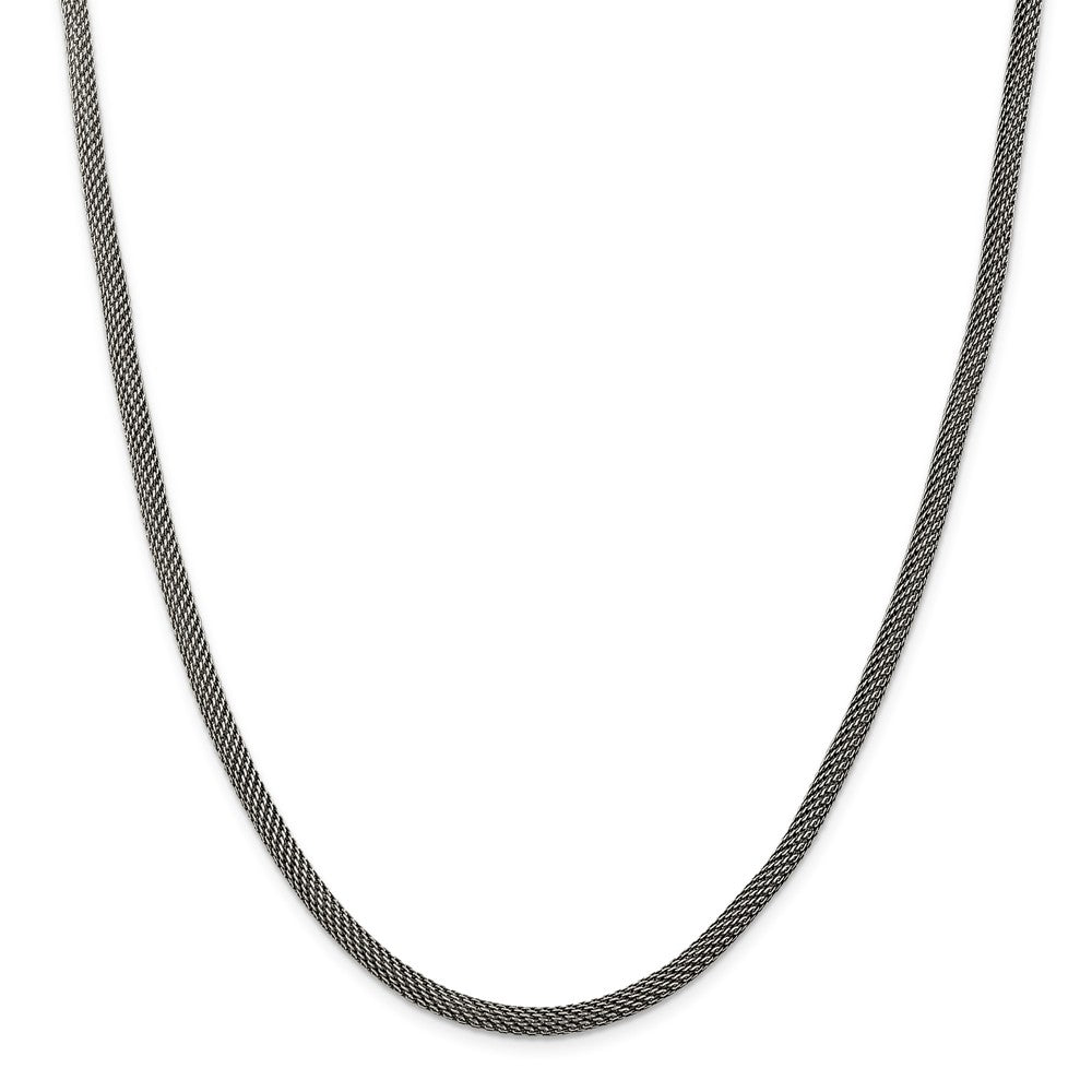 Sterling Silver 925 Mesh Necklace with Antique Finish 20" Elegant Design