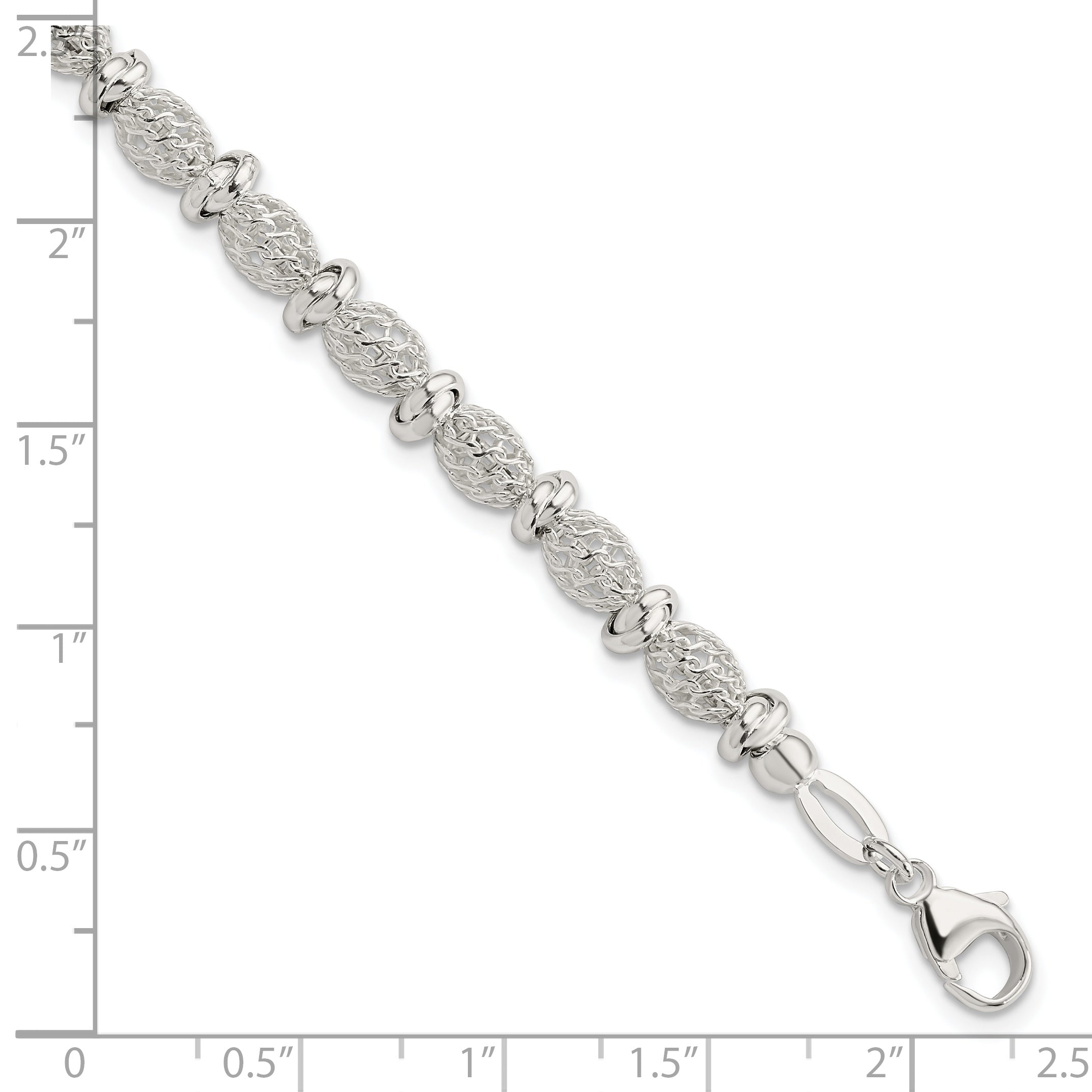 Sterling Silver Polished Filigree Bracelet