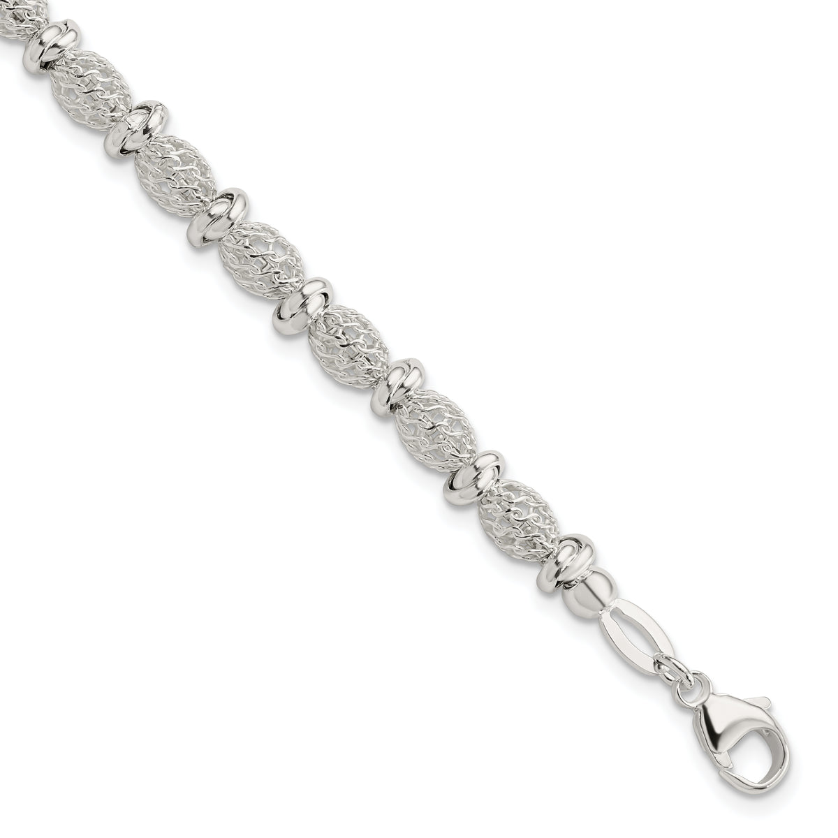 Sterling Silver Polished Filigree Bracelet