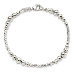 Sterling Silver Round Graduated Beaded Bracelet