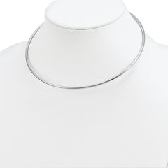 Sterling Silver 925 Polished Collar Necklace Elegant Rhodium-Plated Design