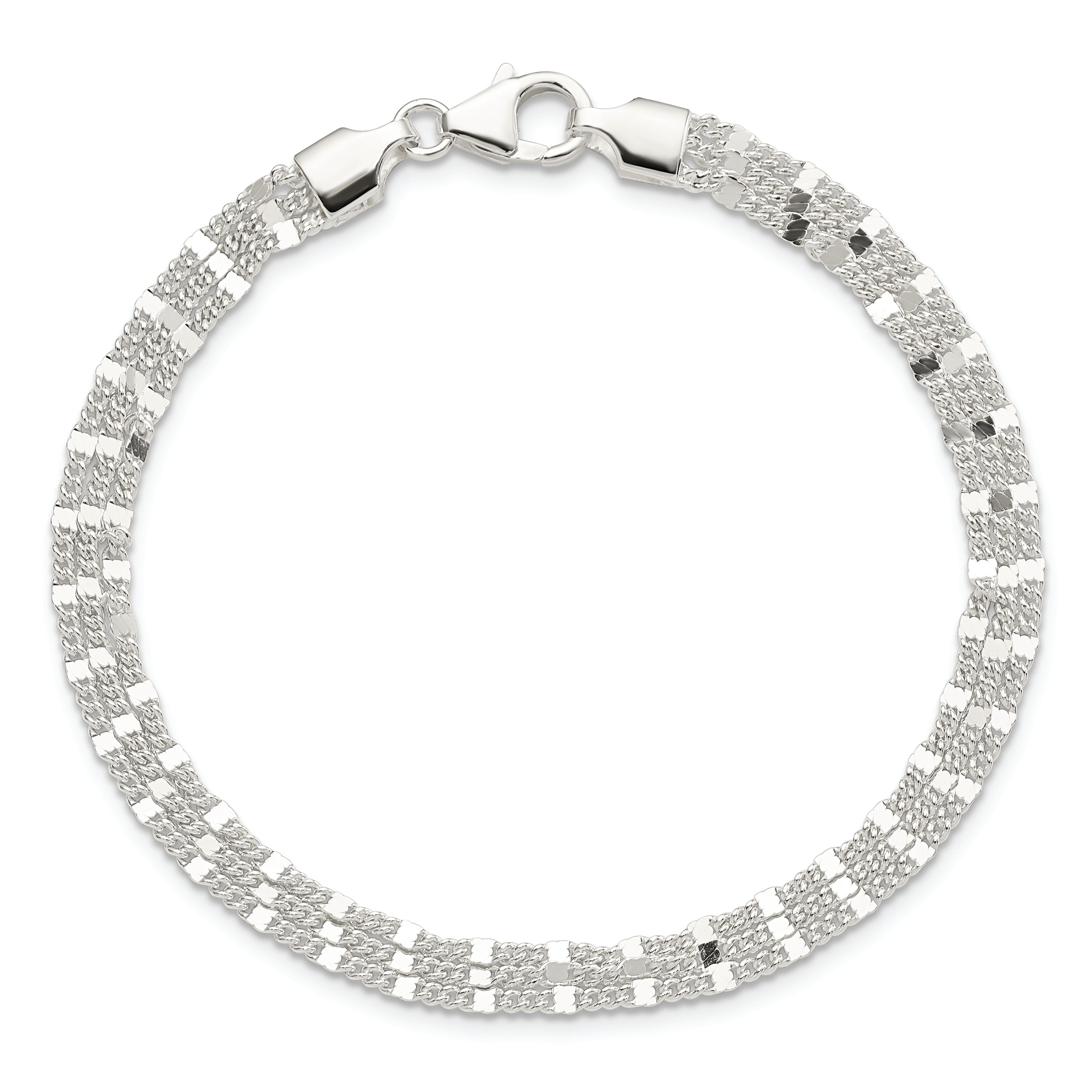 Sterling Silver Polished 3-strand Bracelet