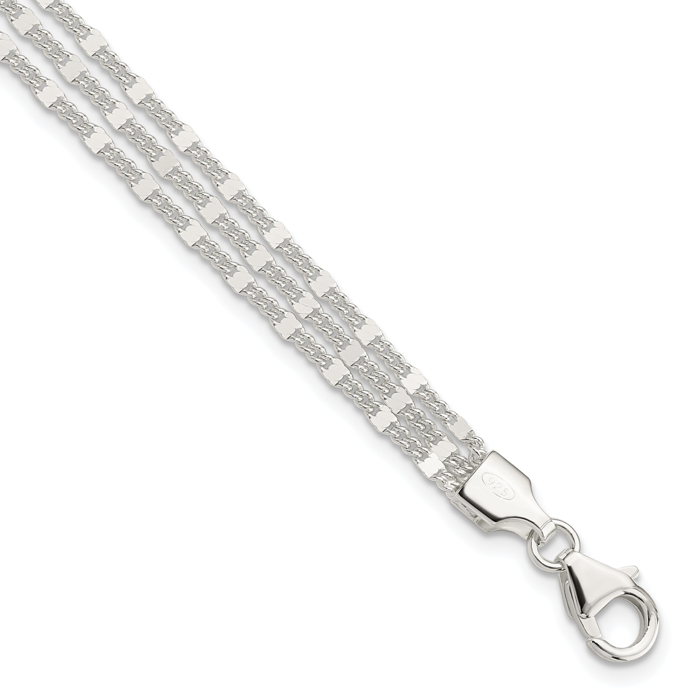 Sterling Silver Polished 3-strand Bracelet
