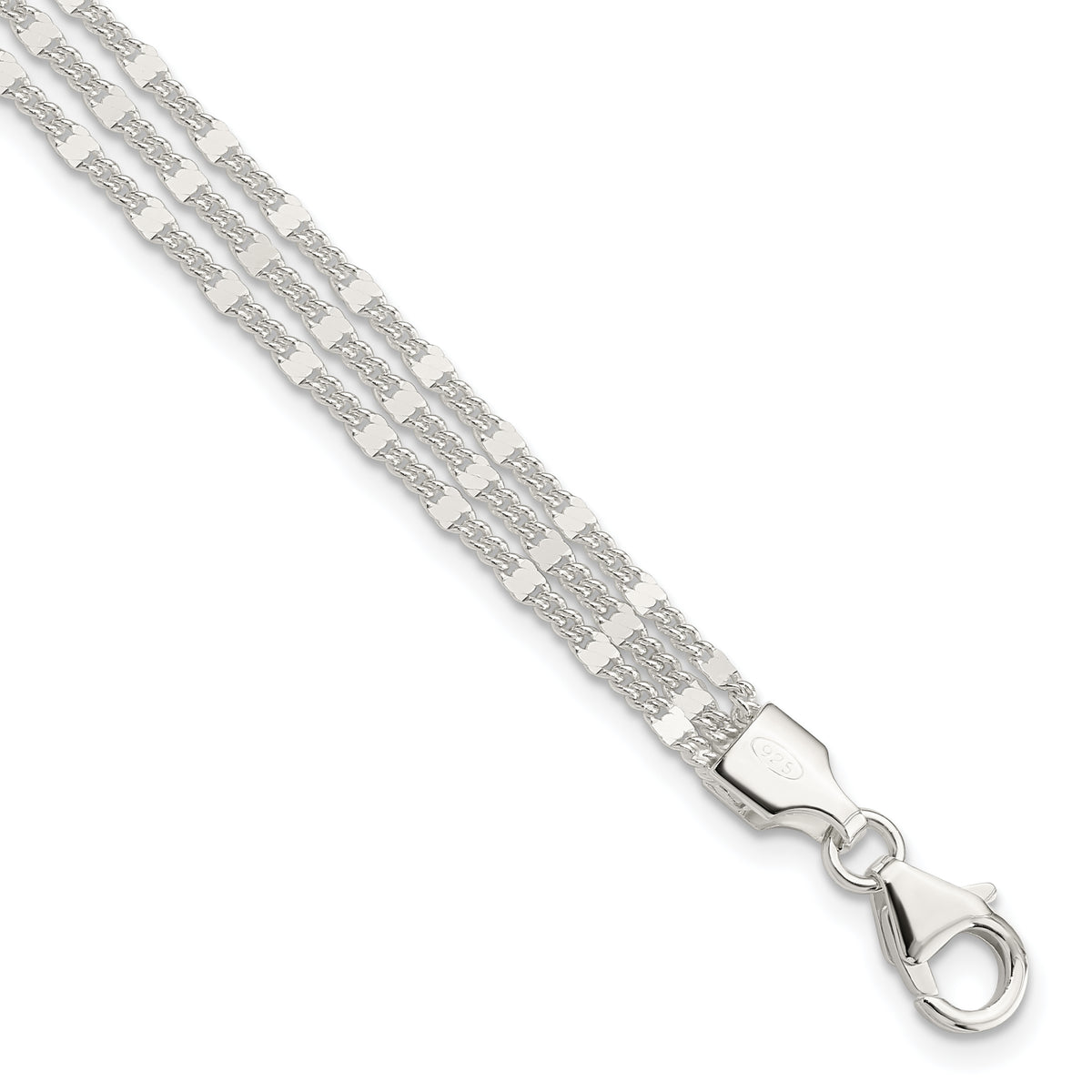 Sterling Silver Polished 3-strand Bracelet