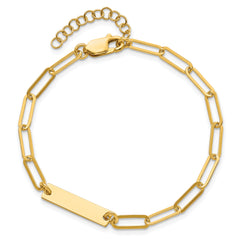 Sterling Silver Gold-plated Polished ID w/ 1.25in ext. Bracelet - 6.75