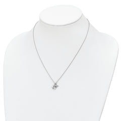 Sterling Silver Rhodium-plated CZ Cut Out Dove & Dangle Necklace
