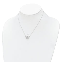 Sterling Silver Rhodium-plated Polished CZ Turtles 16 inch with a 2 inch extention Necklace