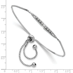 Sterling Silver Rhodium-plated Fancy CZ Adjustable Bolo Bracelet