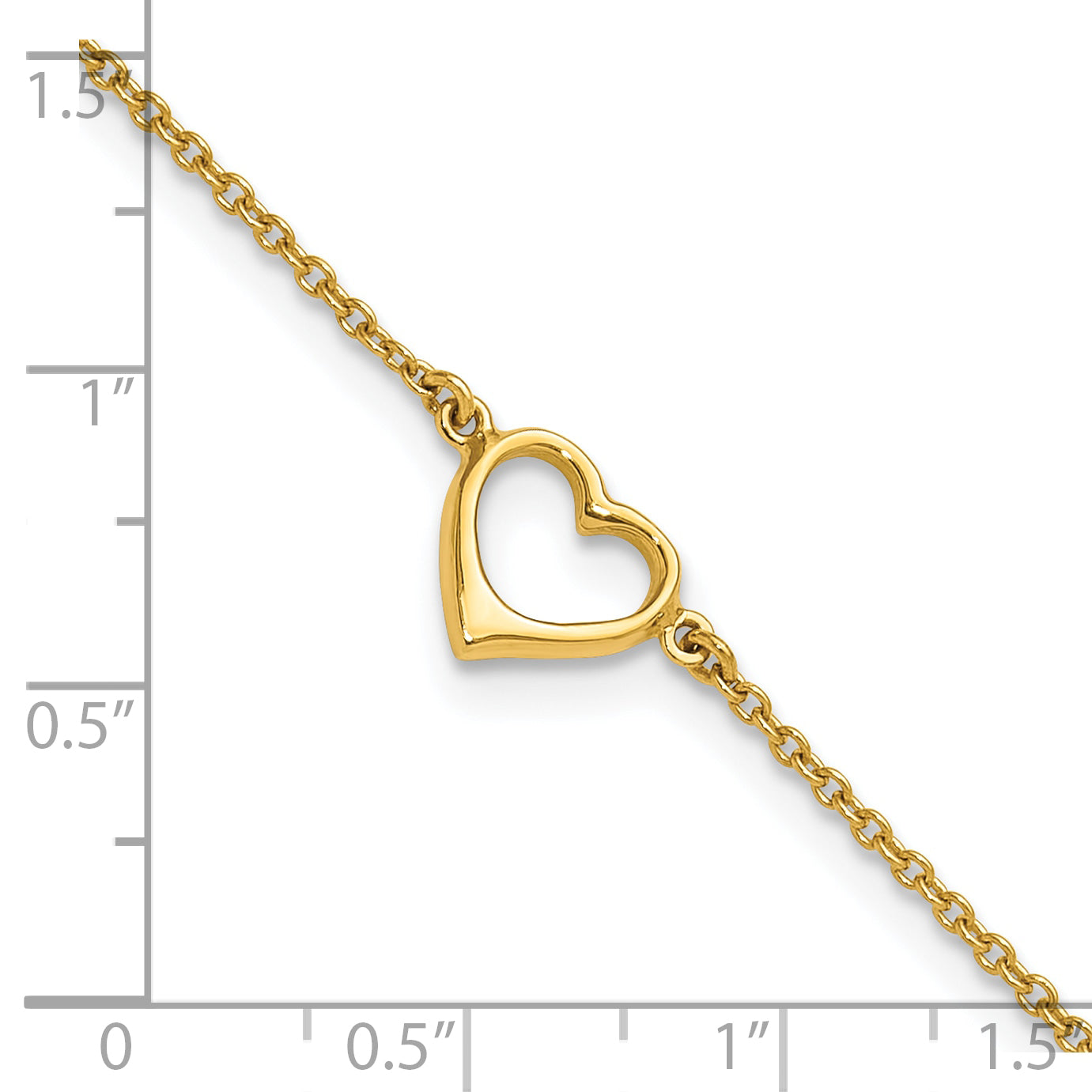 Sterling Silver Rhodium and Gold-tone Open Heart 10in Anklet