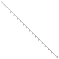Sterling Silver Rhodium-plated Bezel CZ 9in Plus 1in ext Anklet