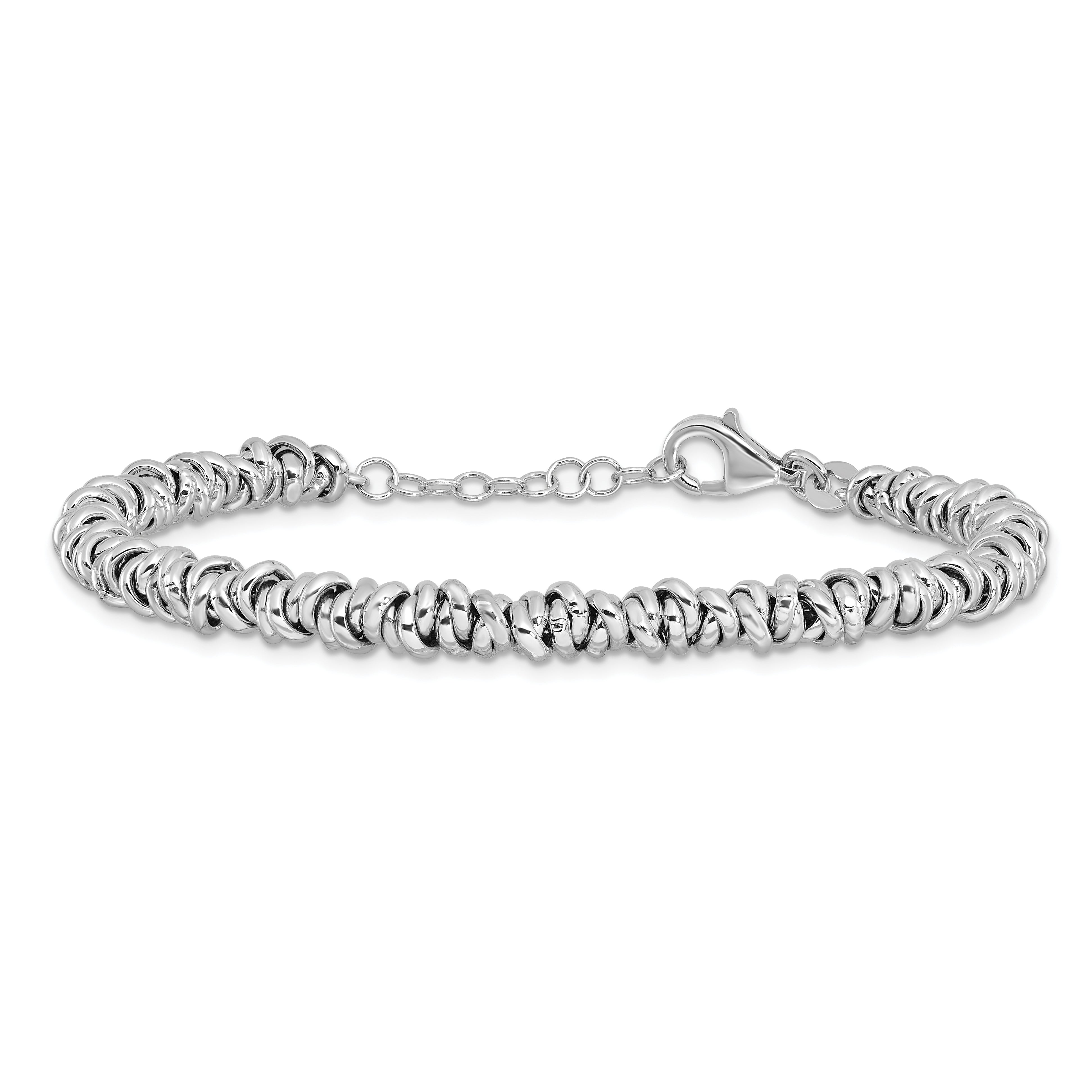Sterling Silver Rhodium-plated 7in w/1in Ext Bracelet - 8