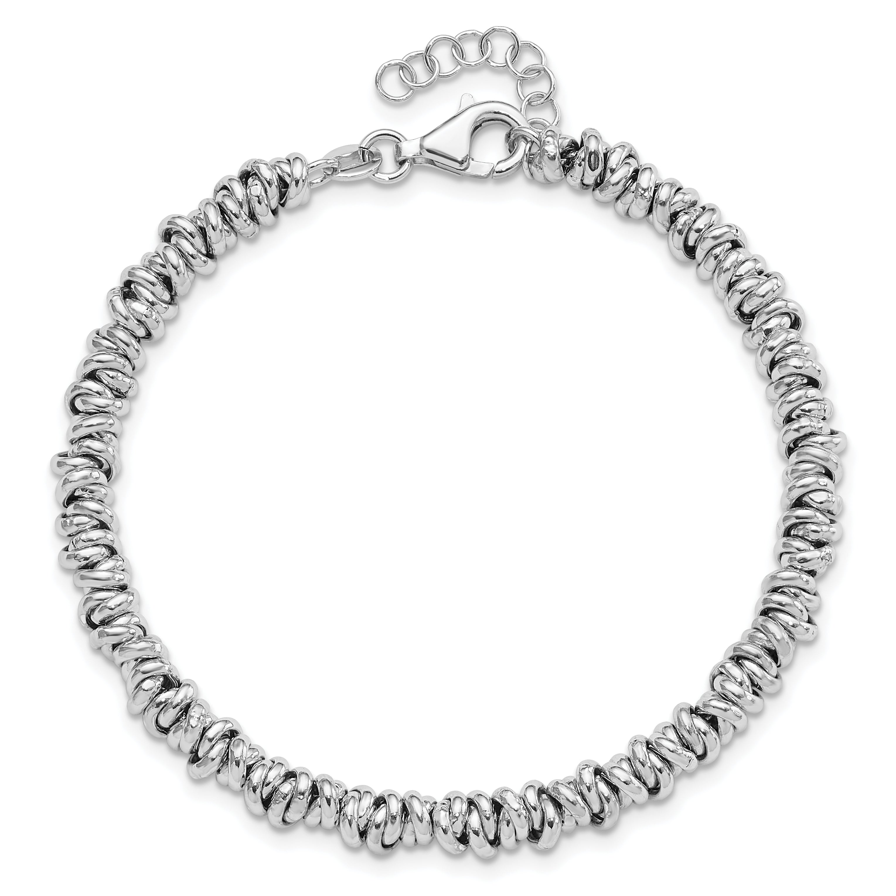 Sterling Silver Rhodium-plated 7in w/1in Ext Bracelet - 8