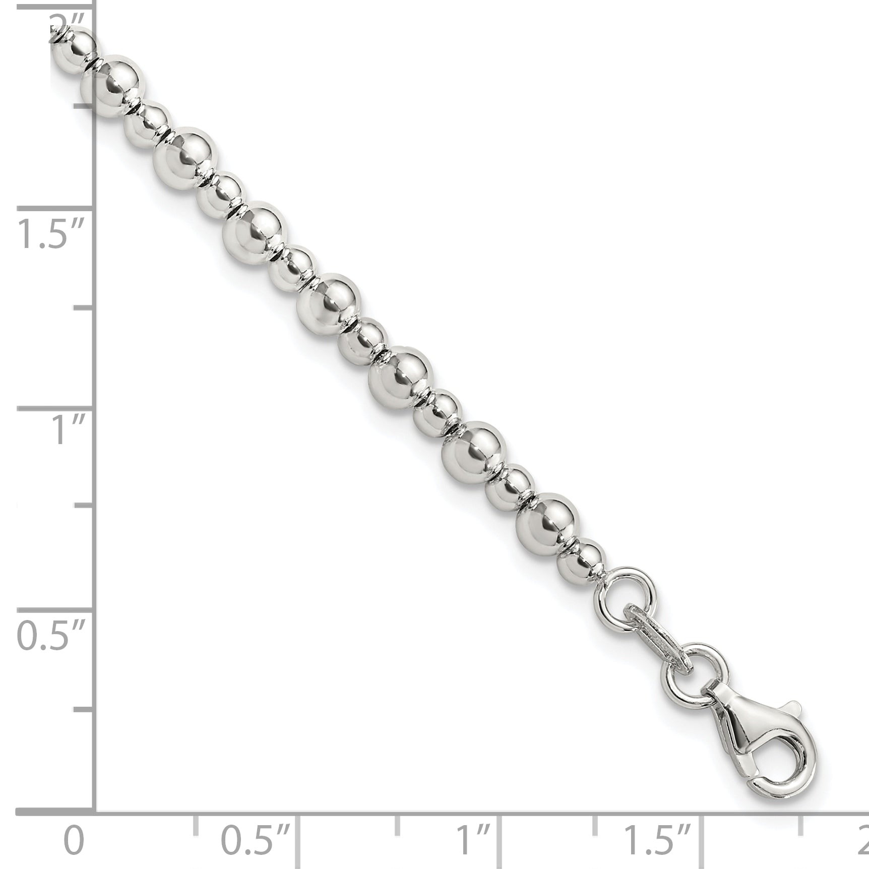 Sterling Silver Rhodium-plated Beaded 7.5in Bracelet - 7.5