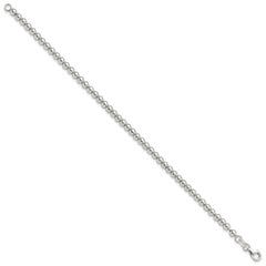 Sterling Silver Rhodium-plated 4mm Beaded 7.5in Bracelet - 7.5