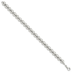 Sterling Silver Rhodium-plated 8mm Beaded 7.5in Bracelet - 7.5
