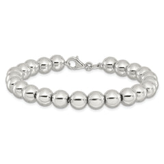 Sterling Silver Rhodium-plated 8mm Beaded 7.5in Bracelet - 7.5