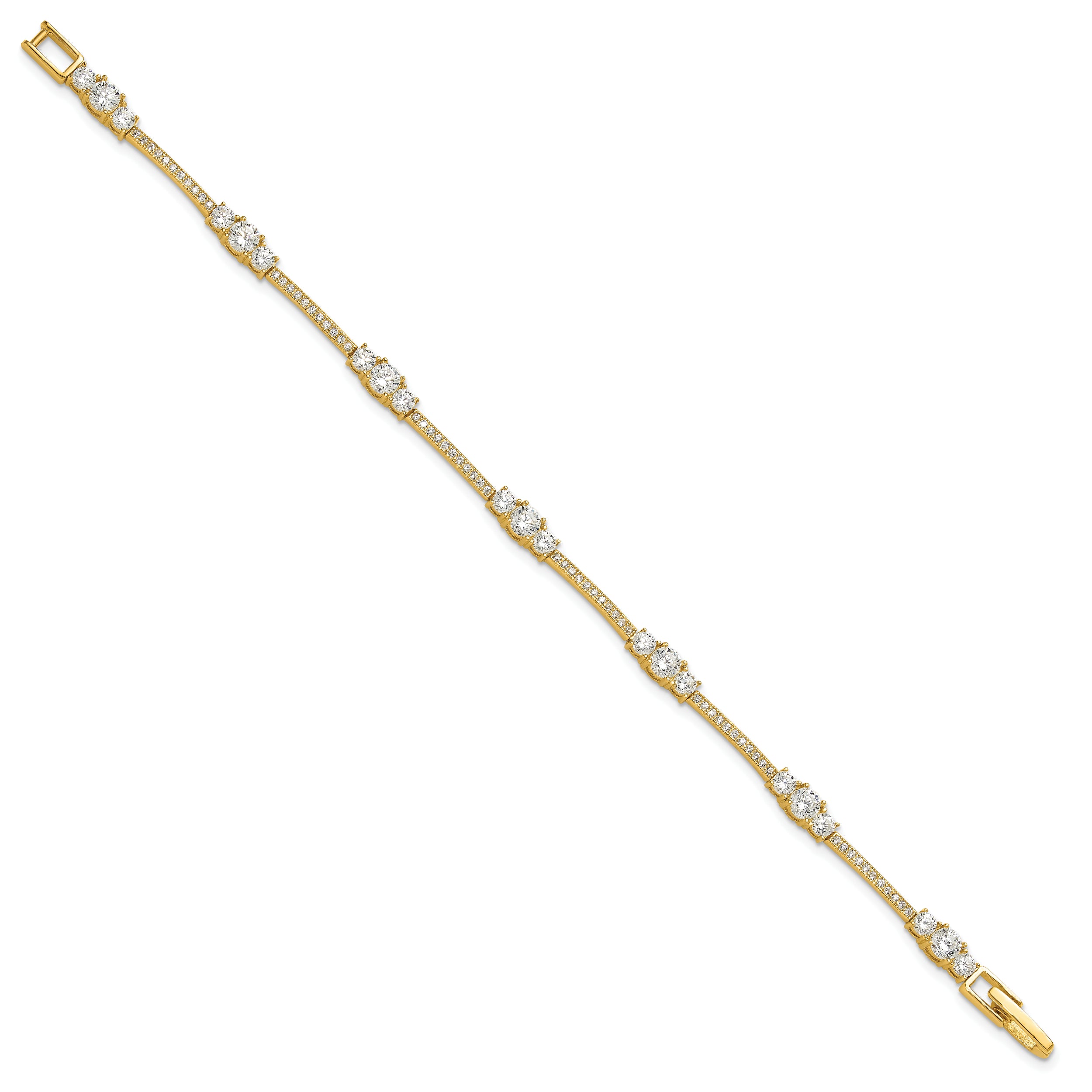Sterling Silver Gold-tone CZ 7in Bracelet - 8