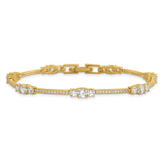 Sterling Silver Gold-tone CZ 7in Bracelet - 8