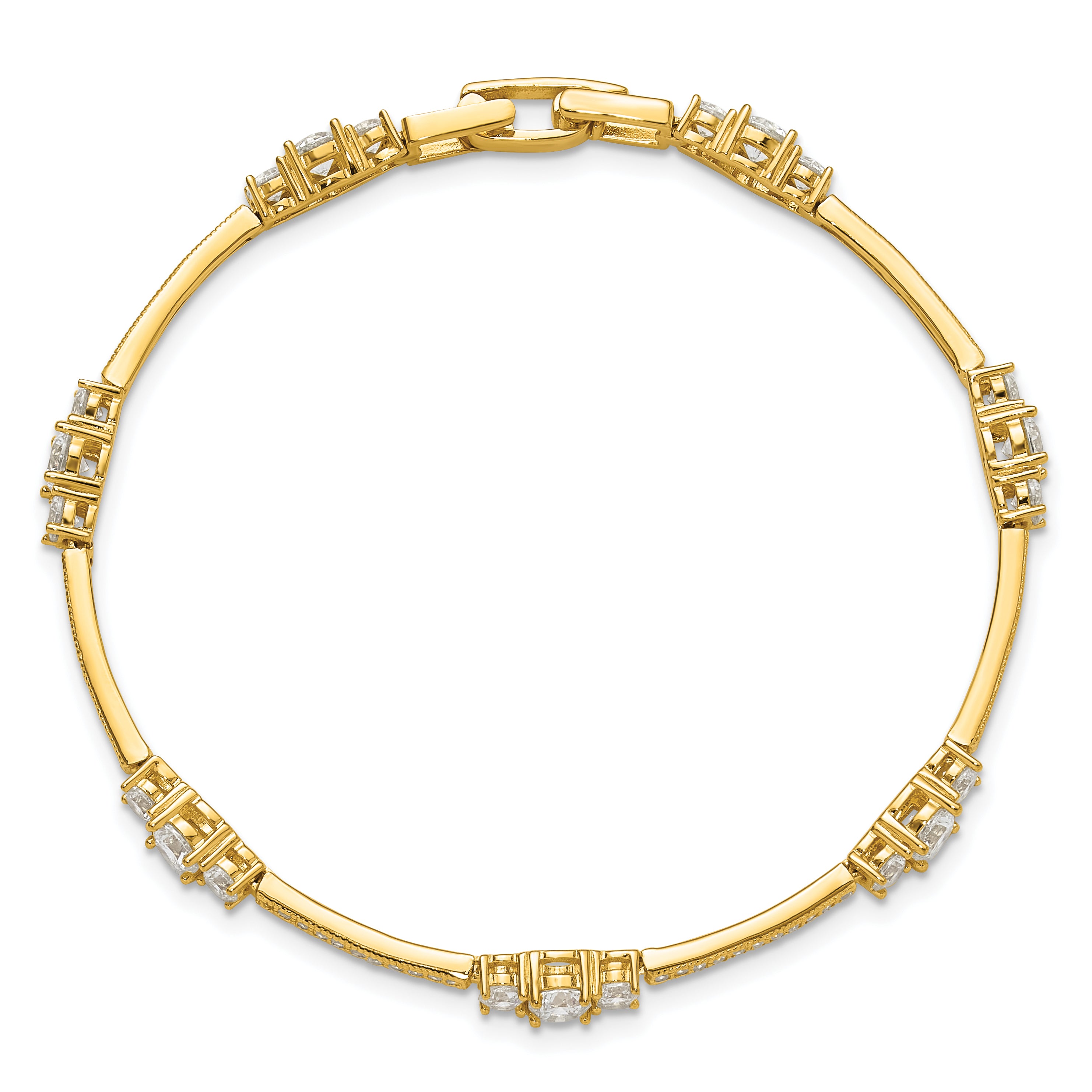 Sterling Silver Gold-tone CZ 7in Bracelet - 8