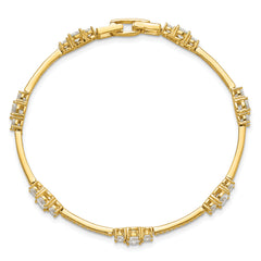 Sterling Silver Gold-tone CZ 7in Bracelet - 8