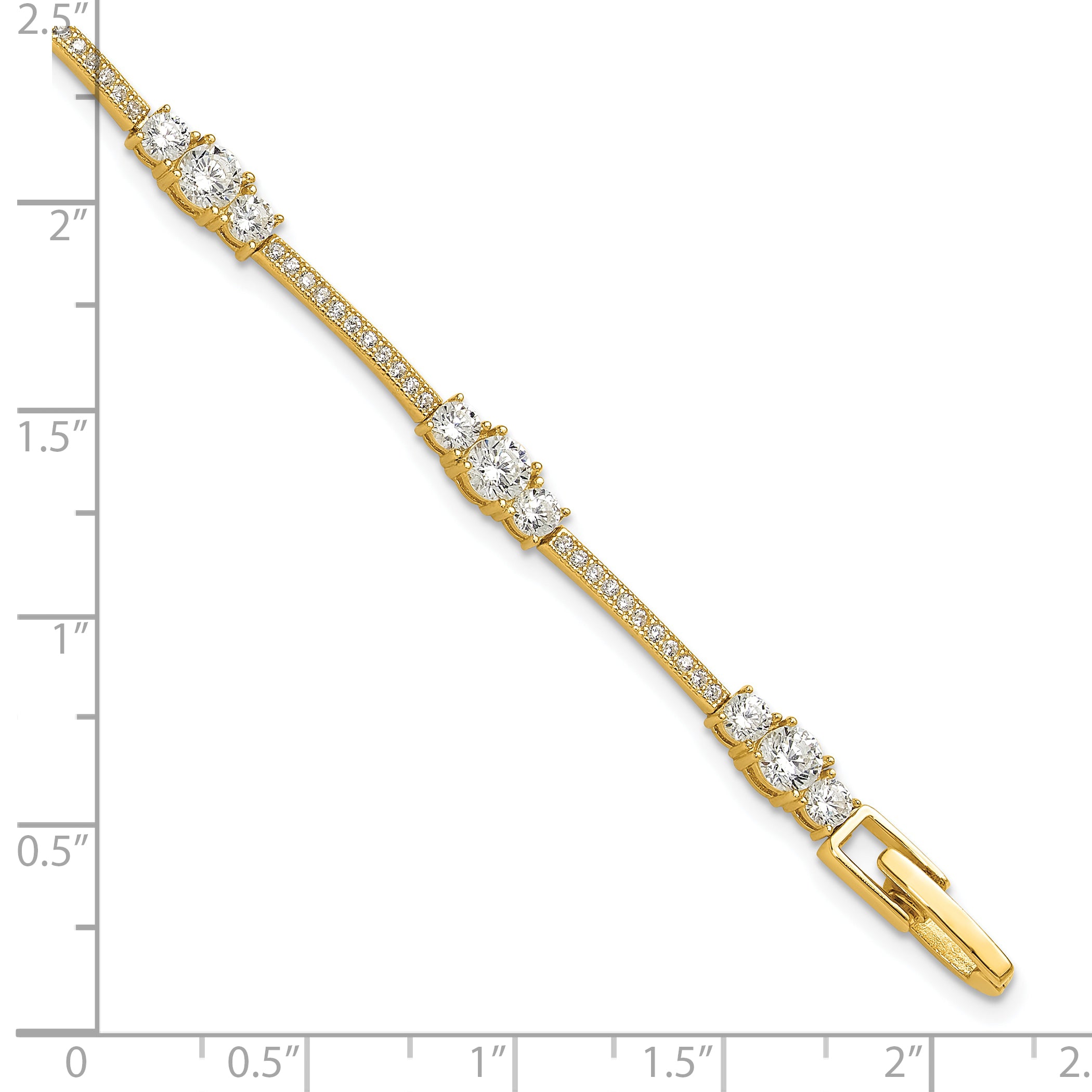 Sterling Silver Gold-tone CZ 7in Bracelet - 8