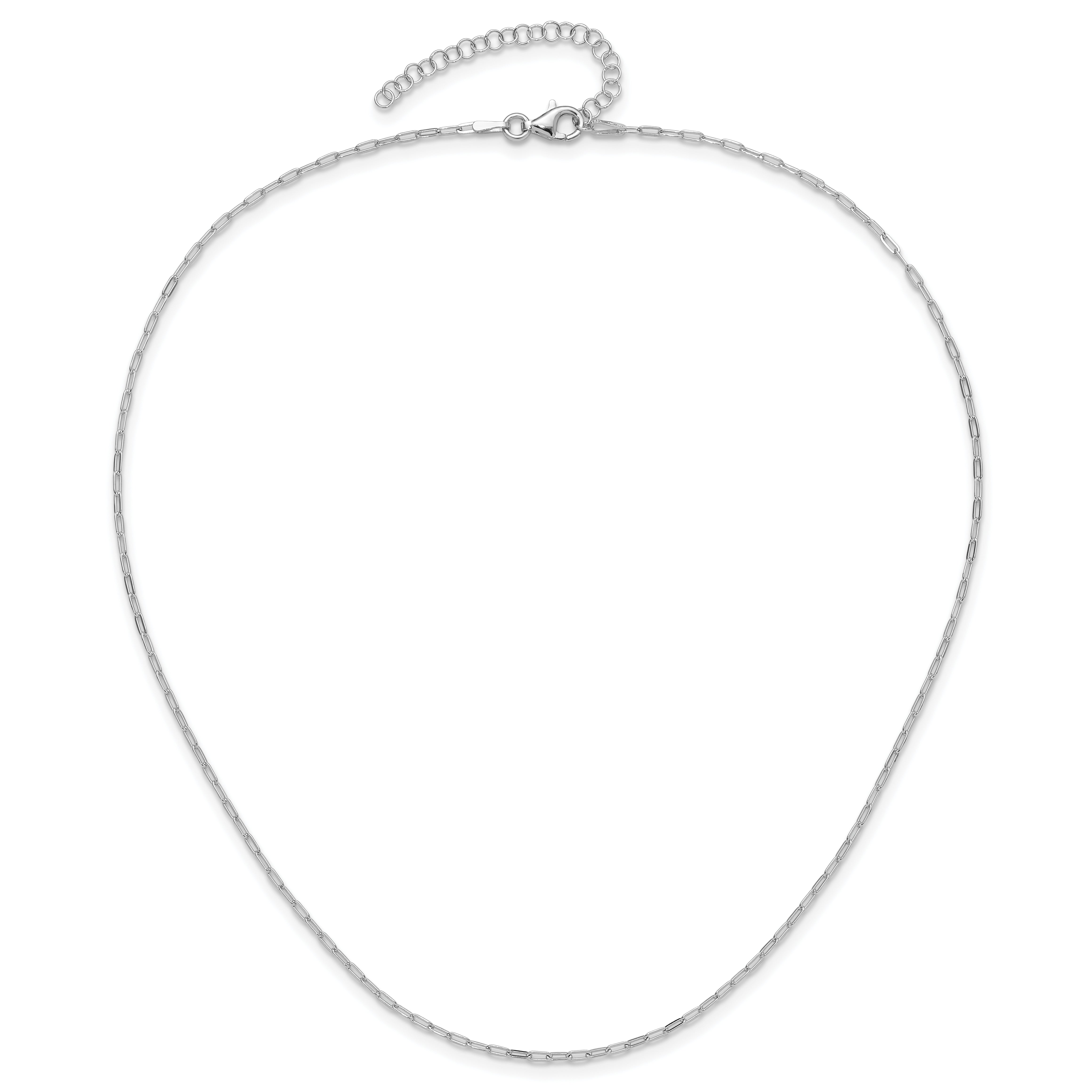 Sterling Silver Rhodium-plated 1.65mm Paperclip Link 16in w/2in ext Necklac