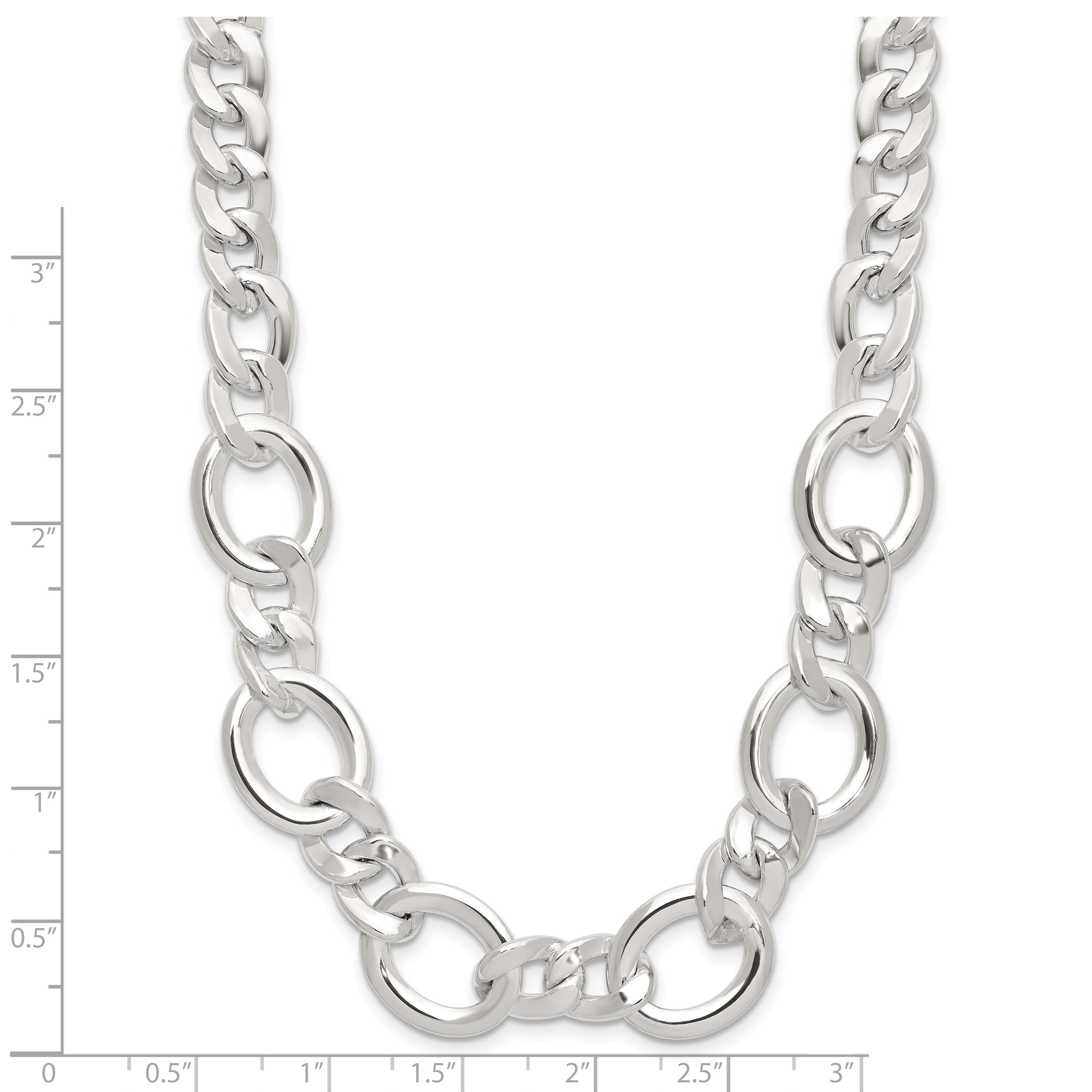Sterling Silver Polished Fancy Link Necklace