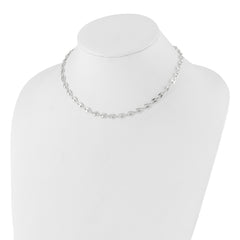 Sterling Silver Rhodium-plated 16in with 2in ext. Fancy Link Necklace