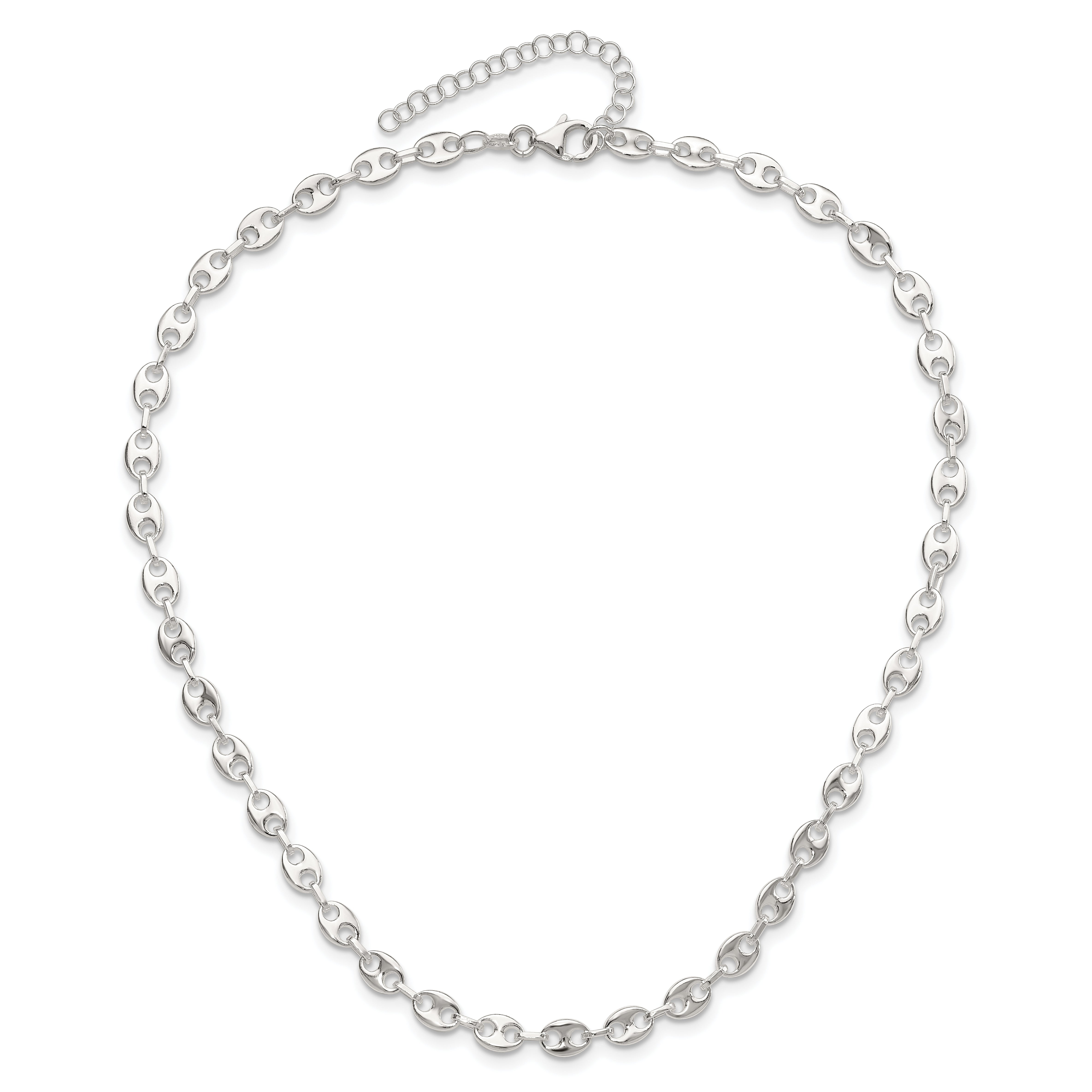 Sterling Silver Rhodium-plated 16in with 2in ext. Fancy Link Necklace