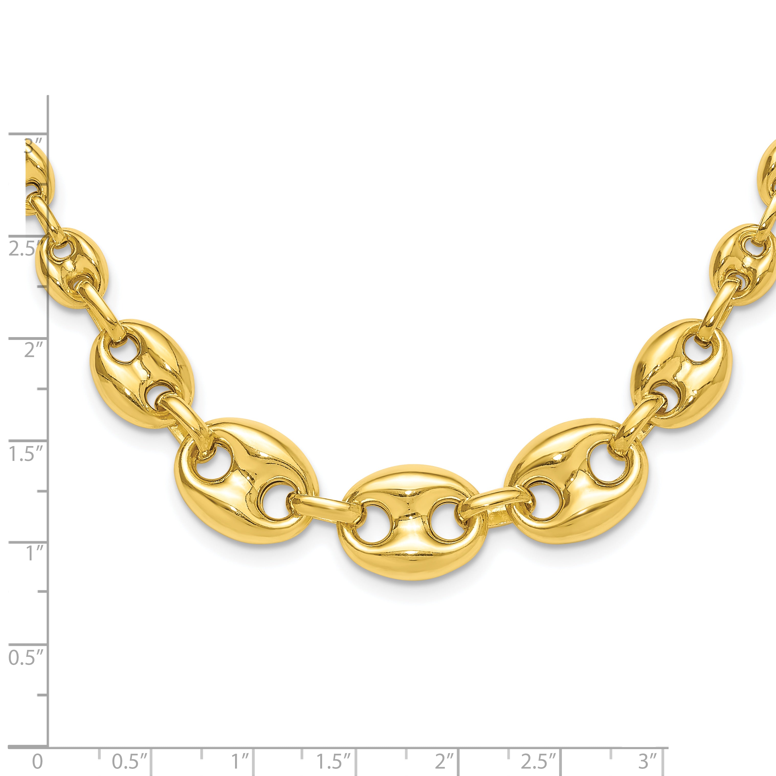 Sterling Silver Gold-tone Hollow Graduated Marina Link 17in Necklace