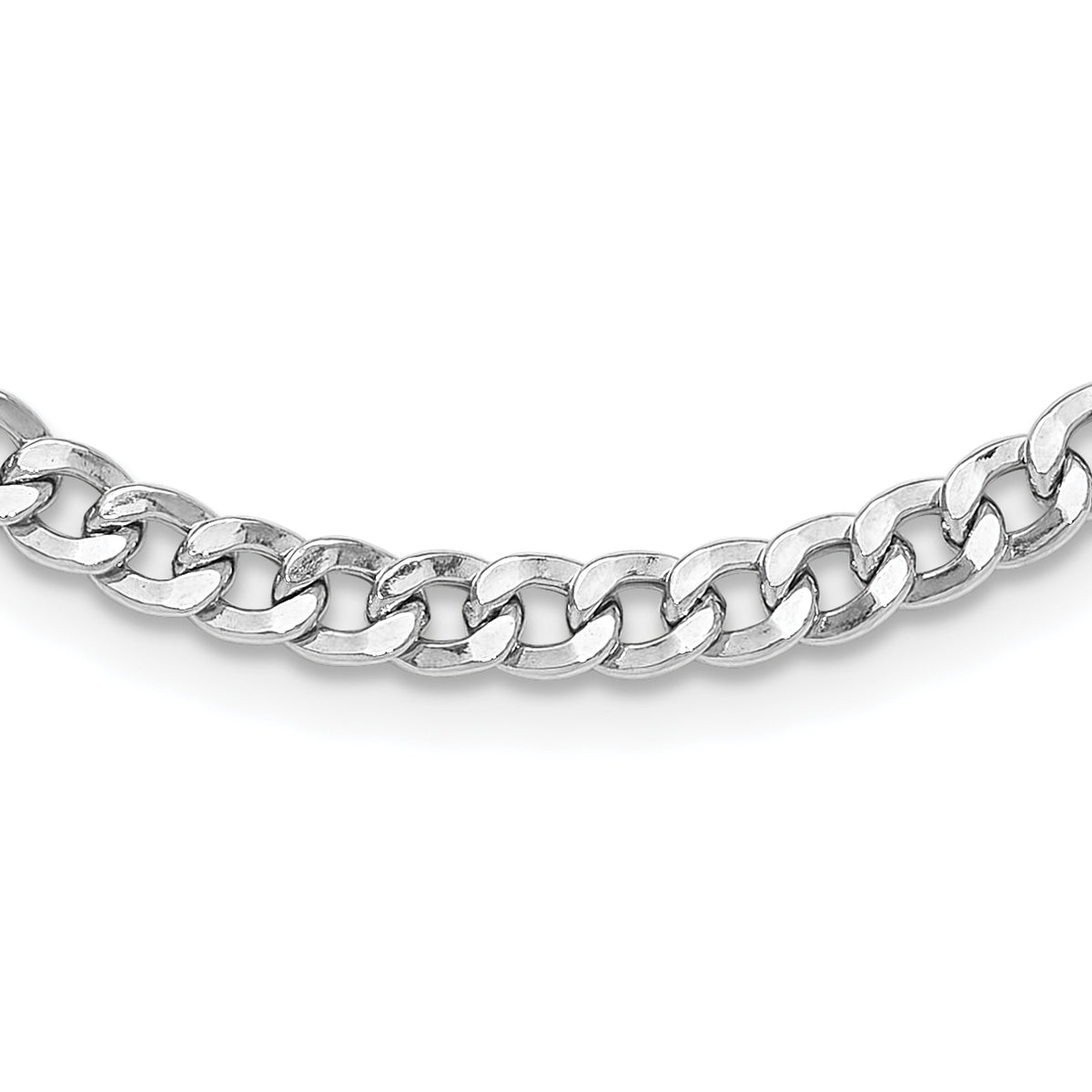 Sterling Silver Rhod-plated Heart Clasp Fancy D/C Curb 16.5in Necklace