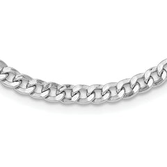 Sterling Silver Rhod-plated Heart Clasp Fancy D/C Curb 16.5in Necklace