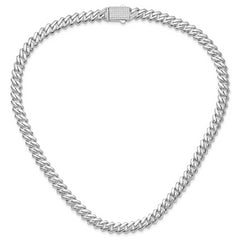 Sterling Silver Rhodium-plated 9mm Monaco Link CZ Clasp 20in Necklace