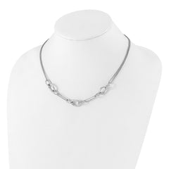 Sterling Silver Rh-plated 18in w/1.5in ext Interlocking Circles Necklace