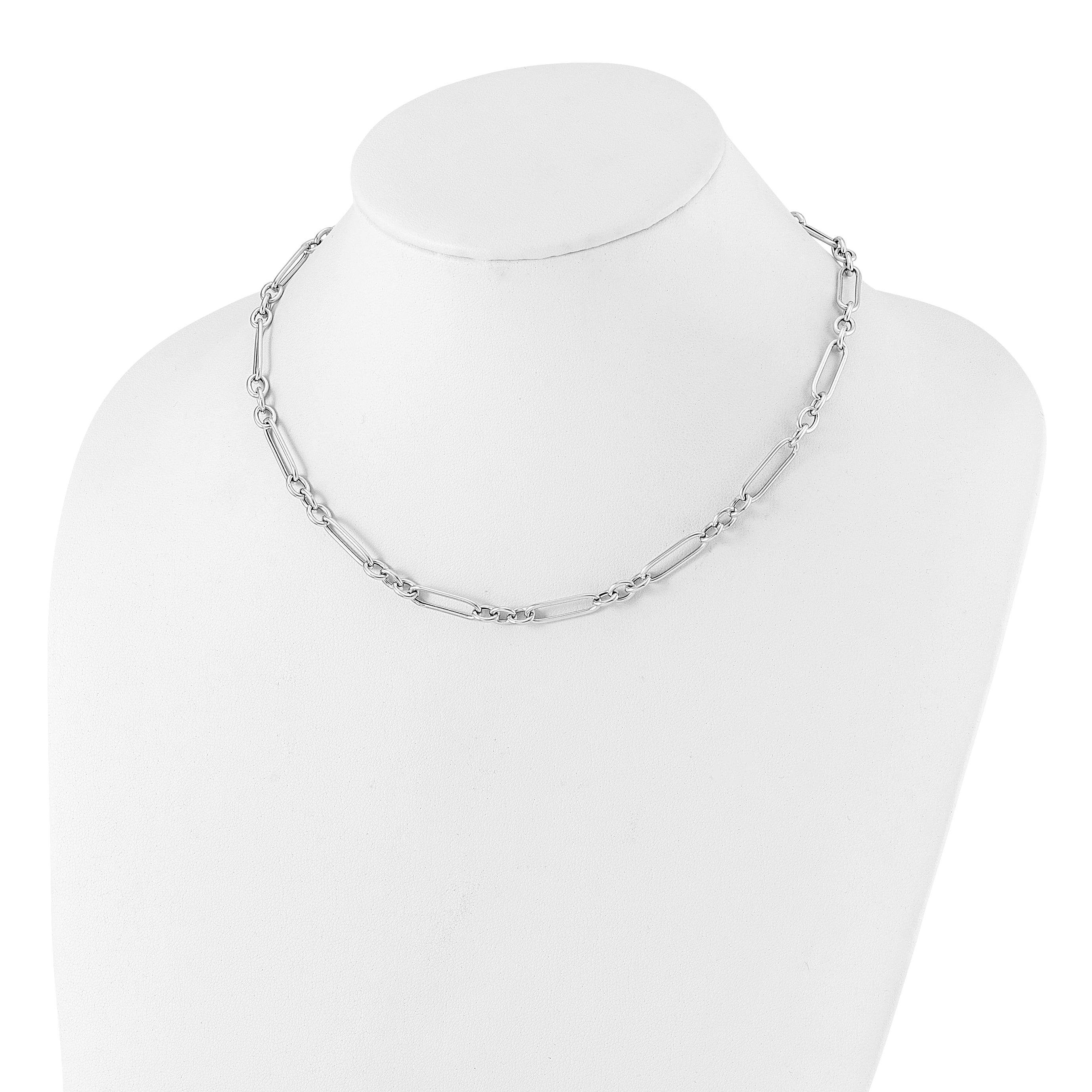 Sterling Silver Rhodium-plated Open Link 18in w/2in ext. Necklace