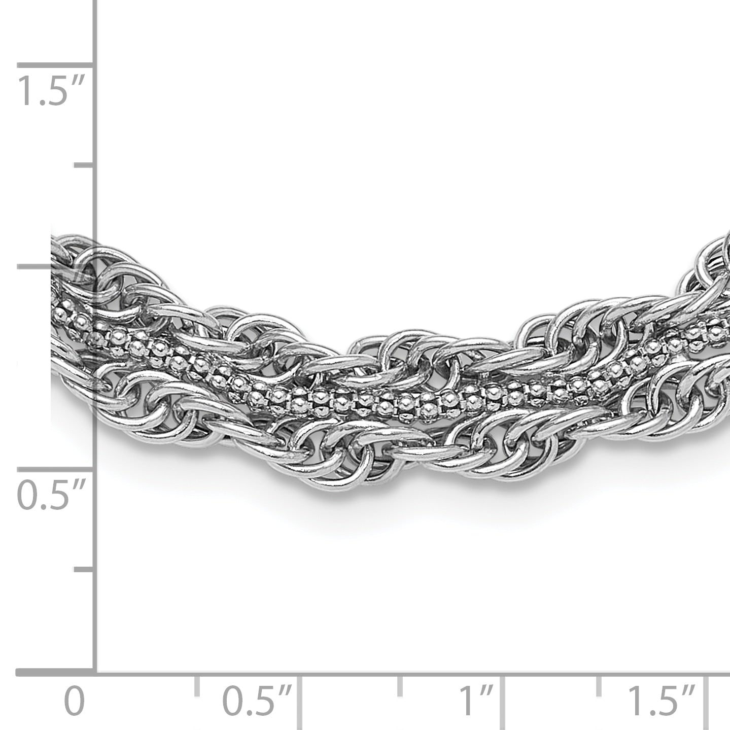 Sterling Silver Rhodium-plated Rope Link Fancy 18.5in Necklace