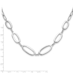 Sterling Silver Rhodium-plated Fancy Ovals w/2in ext. Necklace