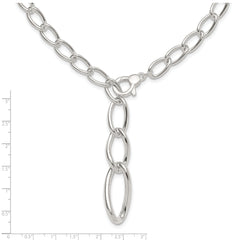 Sterling Silver Polished and Hollow Fancy Link Drop Necklace