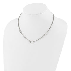 Sterling Silver Rh-plated 18in w/2in ext Fancy 2-Strand Ovals Necklace