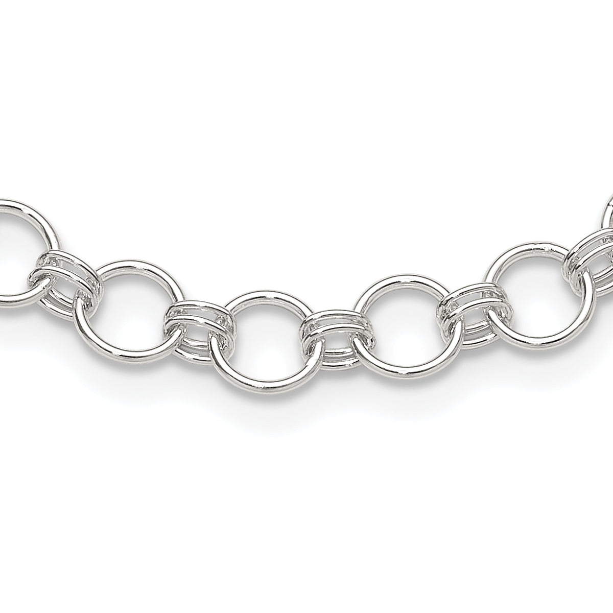 Sterling Silver Polished Circle Link 16 w/2in ext Necklace