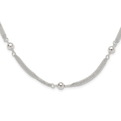 Sterling Silver Polished Multi-strand Beaded 18in Necklace