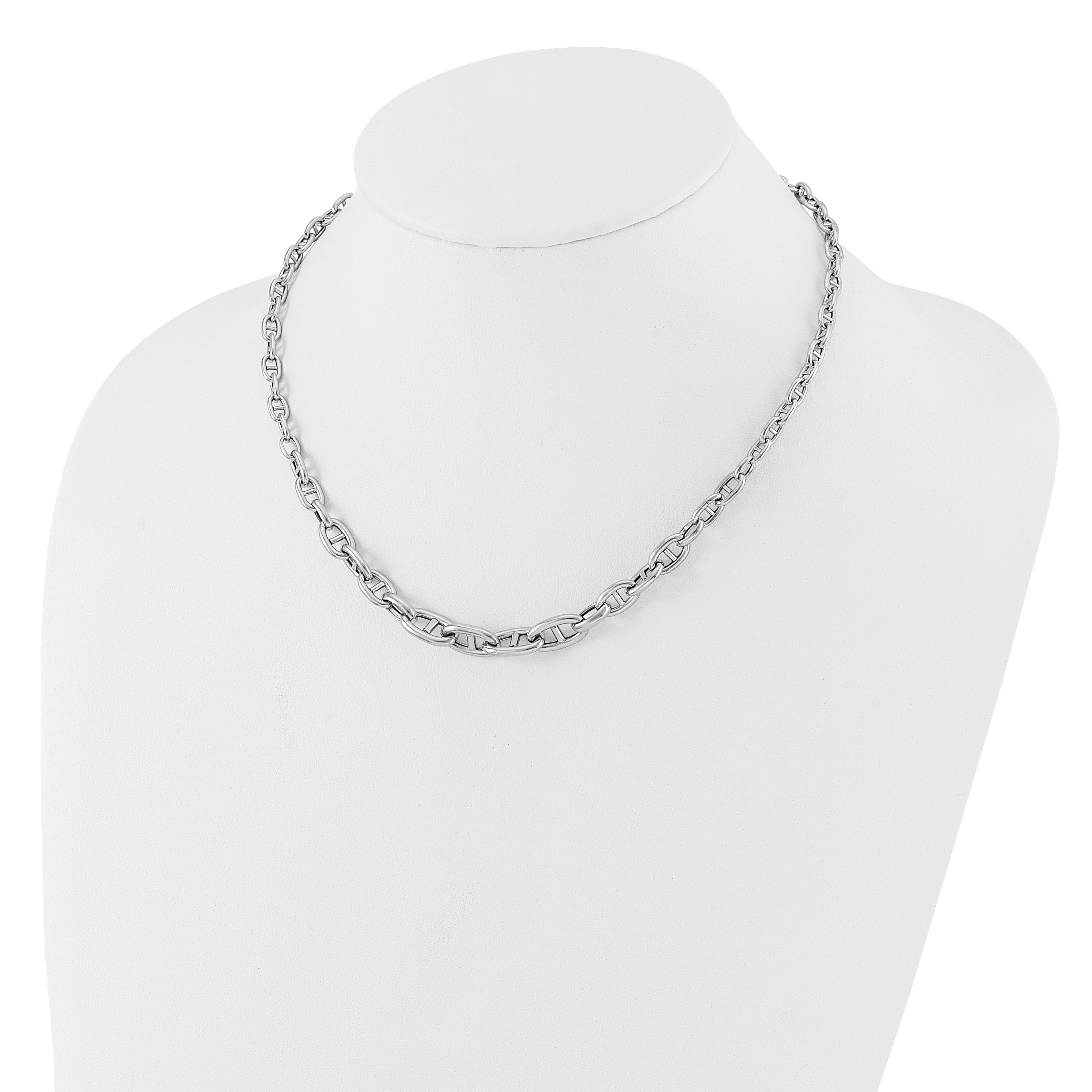 Sterling Silver Rhodium-plated 17 w/2in ext Fancy Link Necklace
