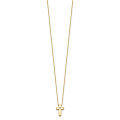 Sterling Silver Gold-tone CZ Cross 13in w/2in ext. Necklace