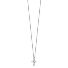 Sterling Silver Rhodium-plated CZ Crosses 16in w/2in ext. Necklace