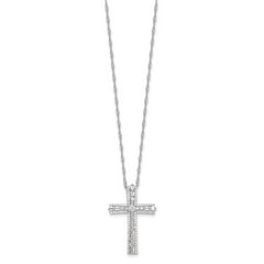 Sterling Silver Rhodium-plated CZ Cross 18in w/2in ext. Necklace